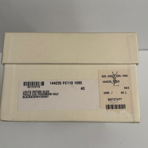 YSL Black & Ivory Lolita Dot Heeled Slides - Picture 12 of 12